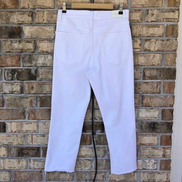 Express Style 06710774 High Waisted White Ripped Straight Raw Hem Ankle Jeans 10 - Picture 5 of 16